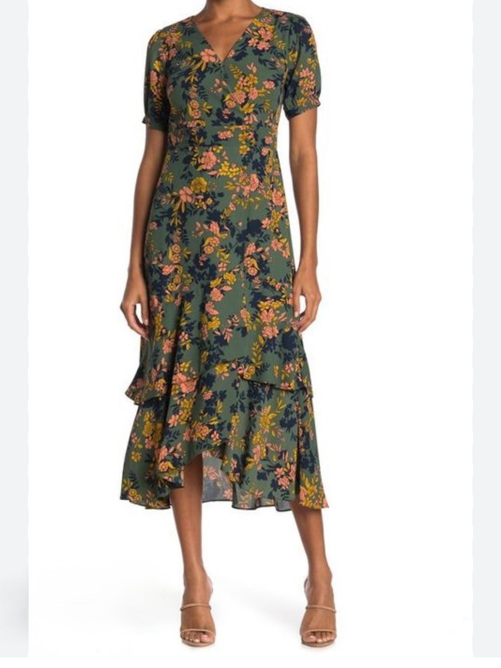 Nanette Lepore Midi Dress in Olive Green